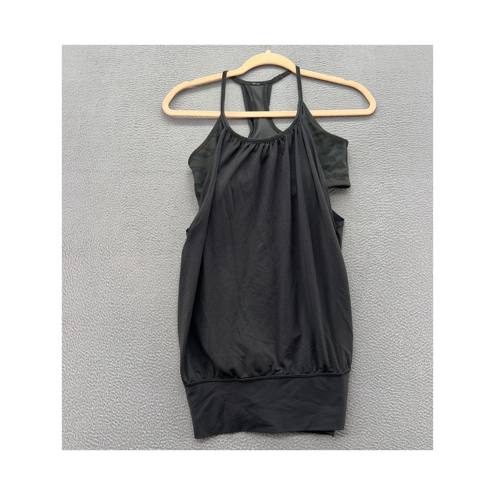 Lululemon No-Limit Tank Top Black Camo 2-in-1 Built-in Bra Racerback Yoga Mesh 6